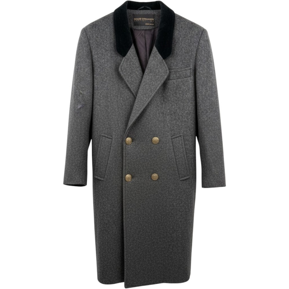 David Benjamin Collection Gray 100% Wool Overcoat Velvet Collar Size 6 Vintage